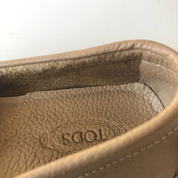 TODS Women's driving shoes pebbled leather, buckle Tan Natural Beige EU 37 US 7 - Picture 14 of 16